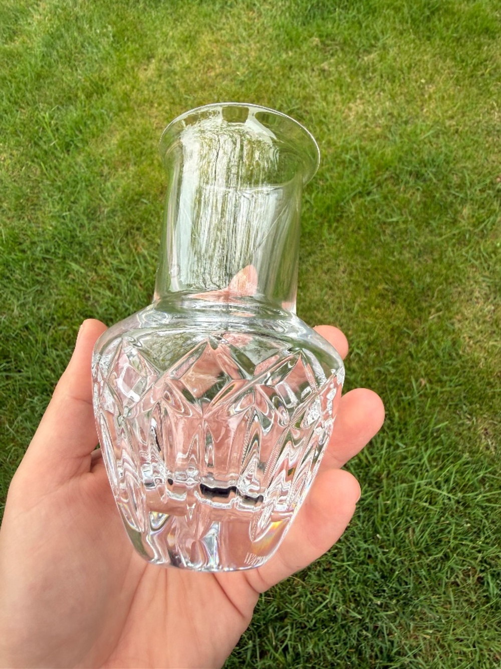 Vintage Waterford Cut Crystal Glass Clear Bud Posey Vase Signed 5 & 7/8”.